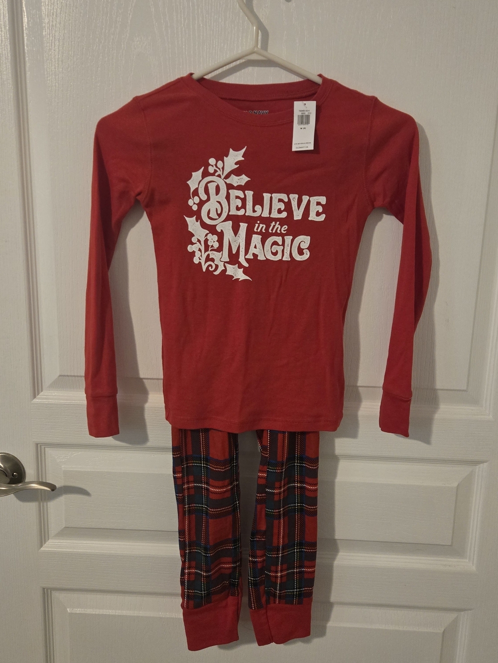 Old Navy Red Holiday Pajama Set with Plaid Pants